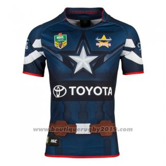 Maillot North Queensland Cowboys Captain America Marvel Rugby 2017 Bleu